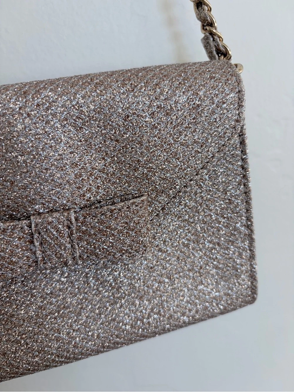 Janie and Jack Gold Shimmer Bow Bag